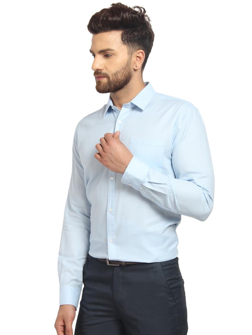 blue solid formal shirt - 16217499 - Zoom Image - 2