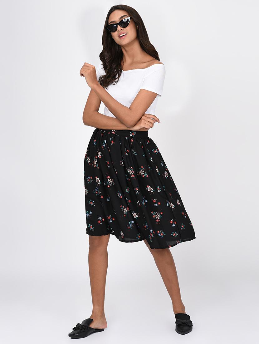 high rise floral flared skirt - 16217811 - Zoom Image - 4
