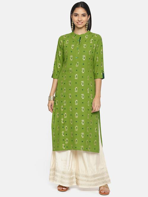 block print straight kurta - 16217829 - Standard Image - 1