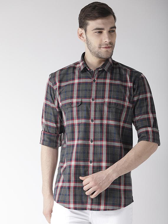 grey checkered casual shirt - 16217973 - Zoom Image - 1