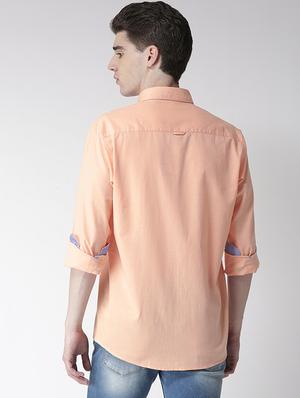 orange solid casual shirt - 16217976 - Standard Image - 3