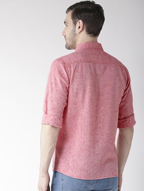 red linen casual shirt - 16217996 - Zoom Image - 3