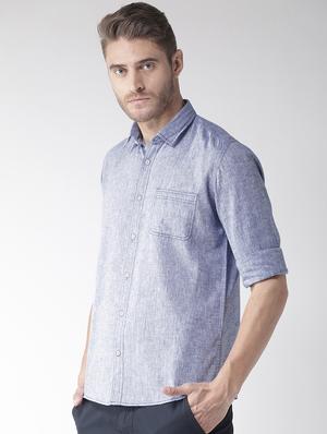 blue linen casual shirt - 16217997 - Standard Image - 2