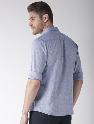 blue linen casual shirt - 16217997 - Standard Image - 3