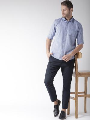 blue linen casual shirt - 16217997 - Standard Image - 4
