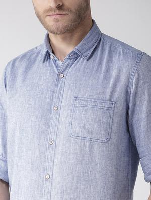blue linen casual shirt - 16217997 - Standard Image - 5