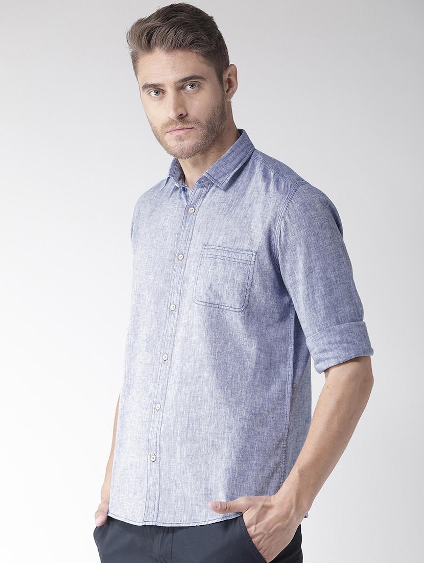 blue linen casual shirt - 16217997 - Zoom Image - 2