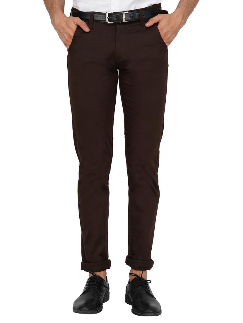 brown solid chinos - 16218202 - Zoom Image - 1