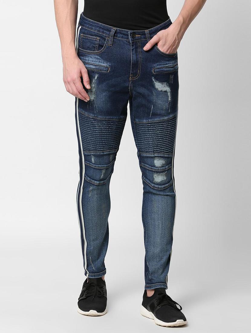 blue side taped biker denim - 16218556 - Zoom Image - 1