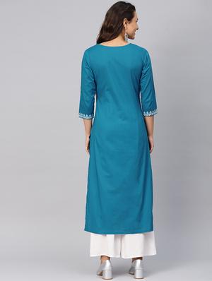 embroidered straight kurta - 16218861 - Standard Image - 3
