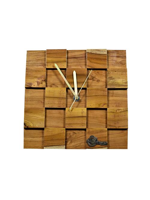 wooden wall clock for home natural wooden teak up down pallet wall clock rustic clock with lacquered polish - 16219107 - Standard Image - 1