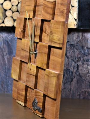 wooden wall clock for home natural wooden teak up down pallet wall clock rustic clock with lacquered polish - 16219107 - Standard Image - 2