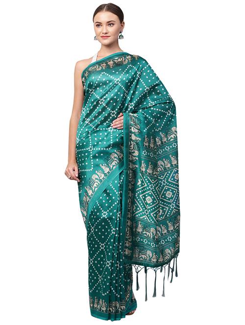 conversational printed saree with blouse - 16219126 - Standard Image - 1