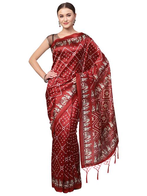 conversational printed saree with blouse - 16219129 - Standard Image - 1
