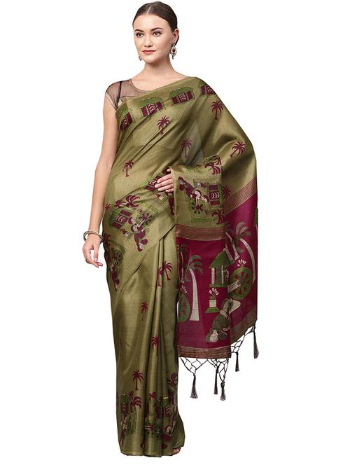conversational printed saree with blouse - 16219130 - Standard Image - 1