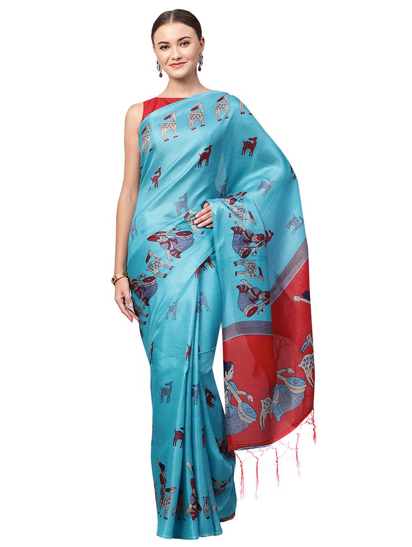 conversational printed saree with blouse - 16219135 - Zoom Image - 1