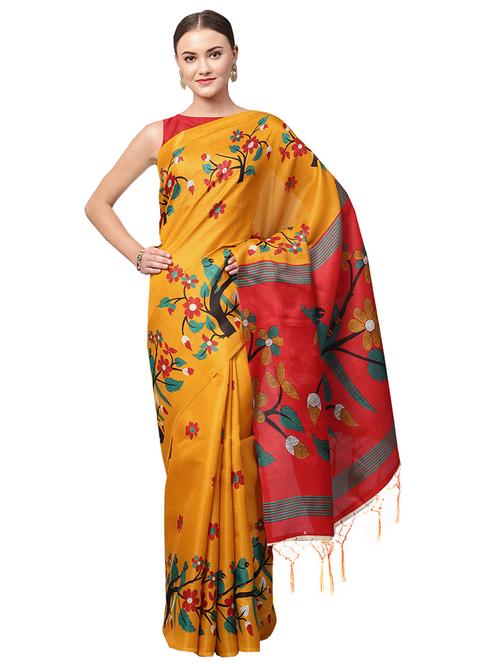 conversational printed saree with blouse - 16219137 - Standard Image - 1