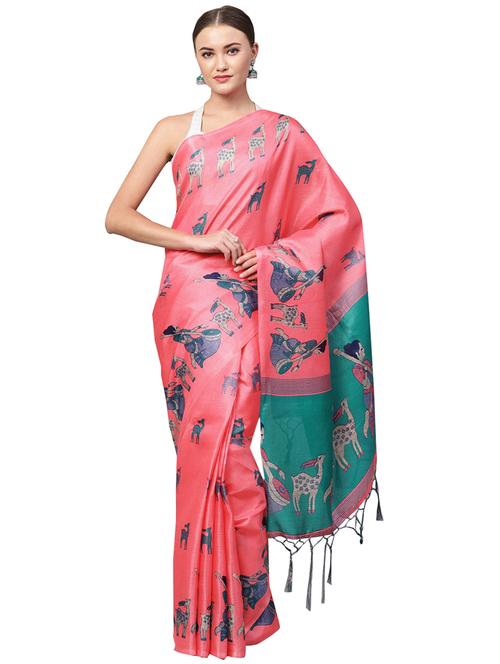 conversational printed saree with blouse - 16219139 - Standard Image - 1
