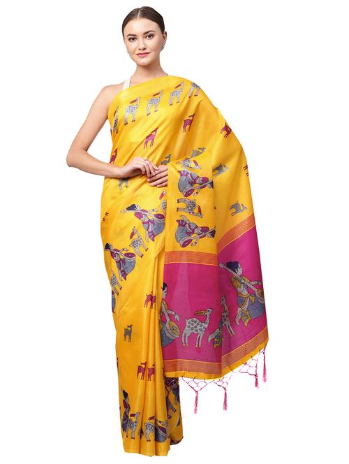 conversational printed saree with blouse - 16219140 - Standard Image - 1