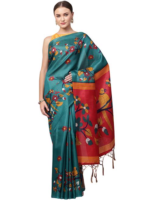 conversational printed saree with blouse - 16219141 - Standard Image - 1