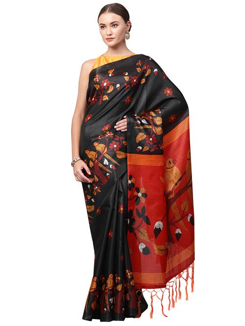 conversational printed saree with blouse - 16219142 - Standard Image - 1