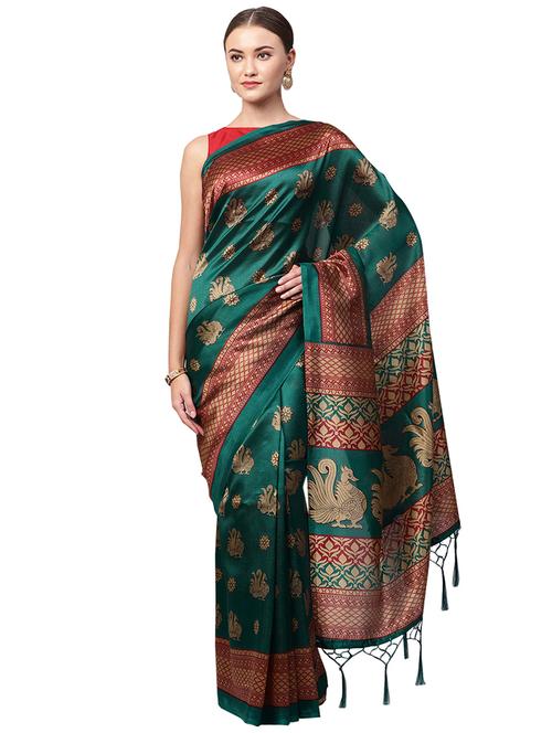 conversational printed saree with blouse - 16219143 - Standard Image - 1