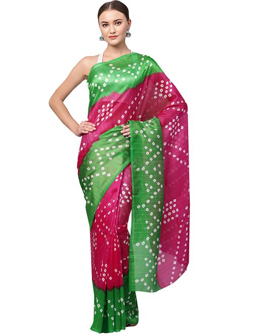 bandhani printed saree with blouse - 16219145 - Standard Image - 1