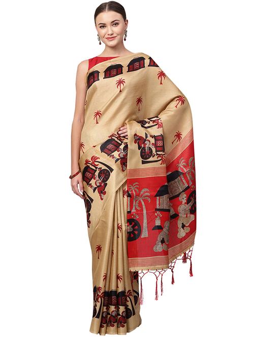 conversation printed saree with blouse - 16219147 - Standard Image - 1