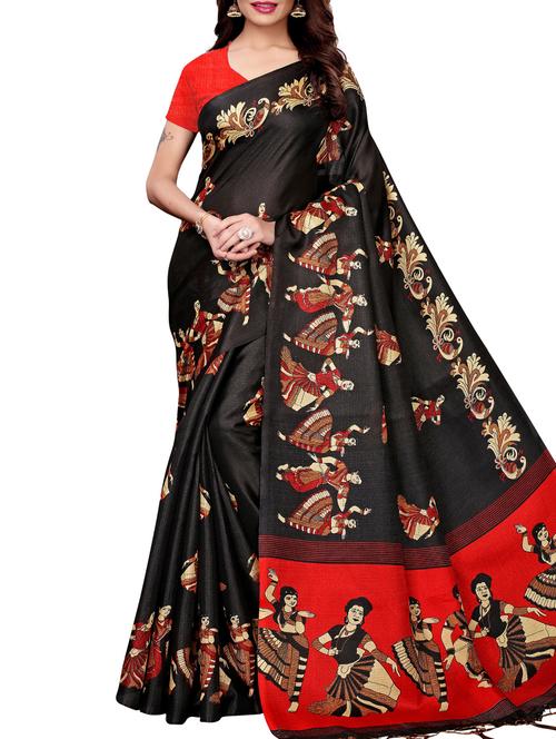 conversational printed saree with blouse - 16219241 - Standard Image - 1