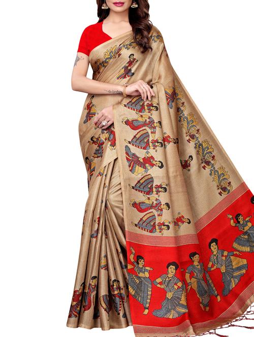 conversational printed saree with blouse - 16219242 - Standard Image - 1