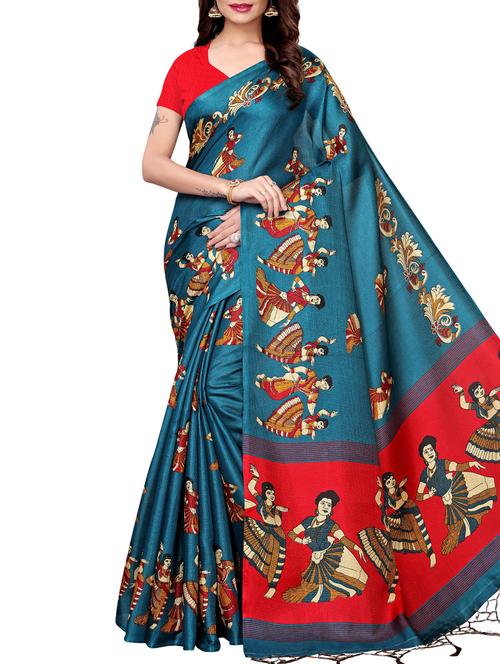 conversational printed saree with blouse - 16219244 - Standard Image - 1