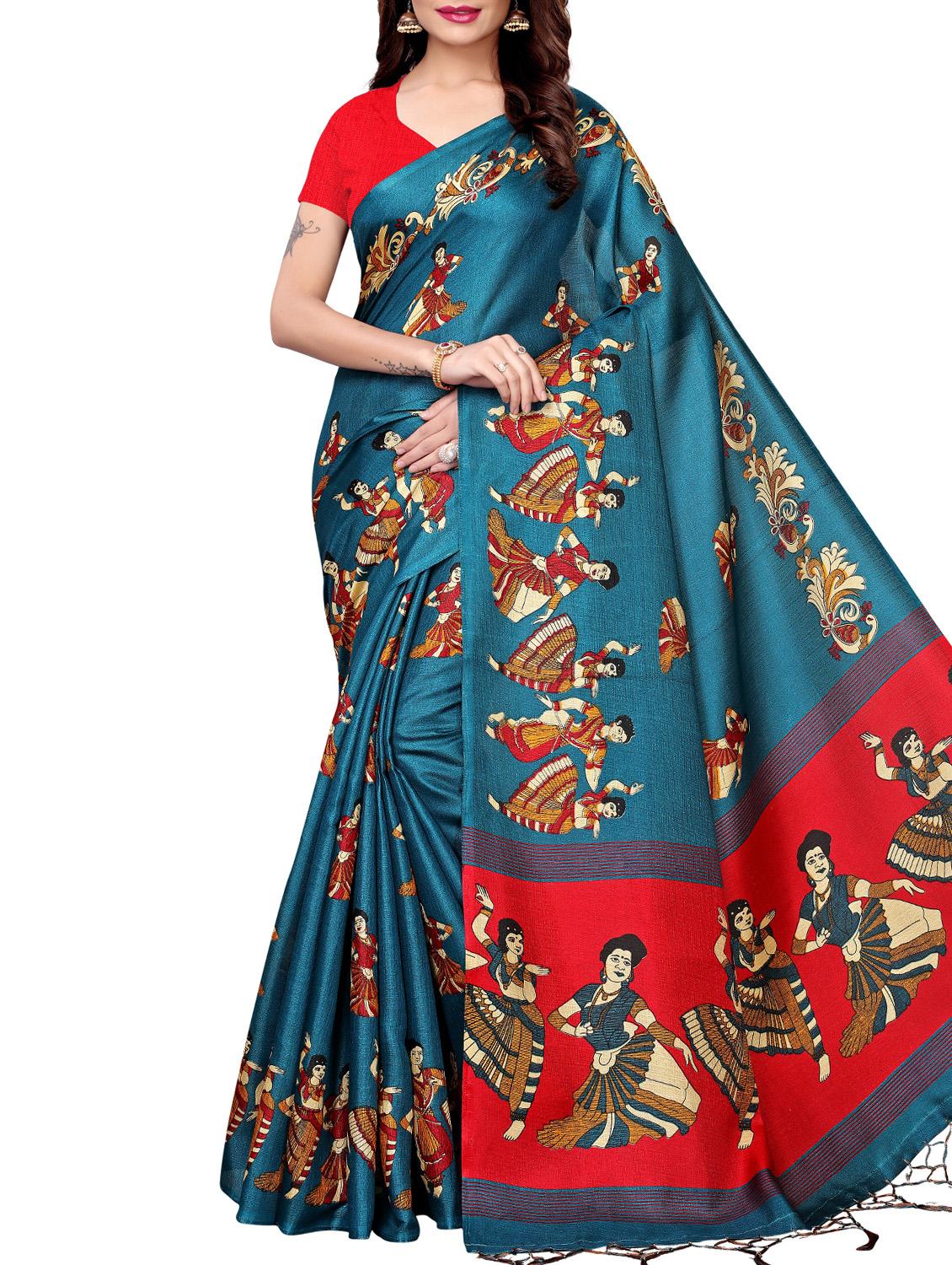 conversational printed saree with blouse - 16219244 - Zoom Image - 1