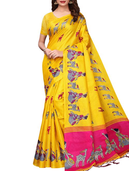 conversational printed saree with blouse - 16219250 - Standard Image - 1