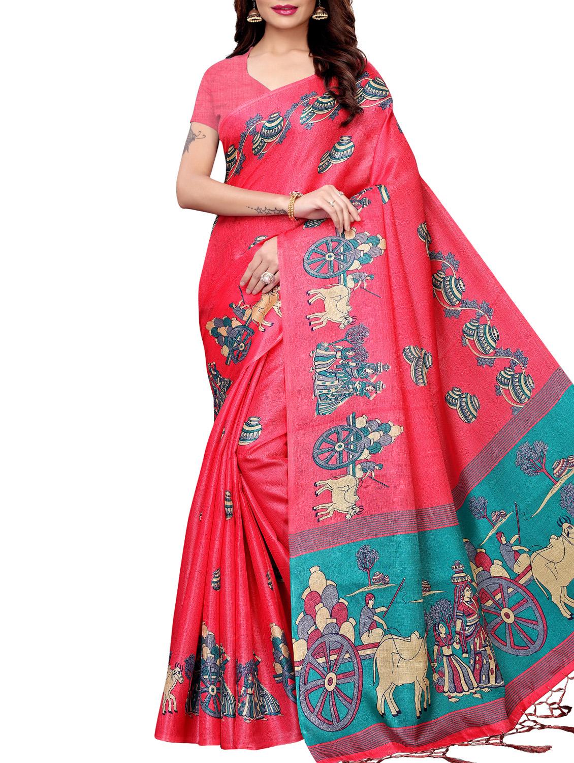 conversational printed saree with blouse - 16219253 - Zoom Image - 1
