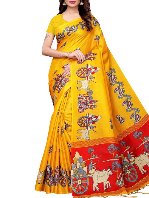 conversational printed saree with blouse - 16219254 - Standard Image - 1