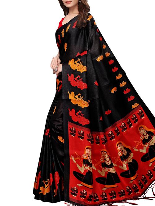 conversational printed saree with blouse - 16219255 - Standard Image - 1