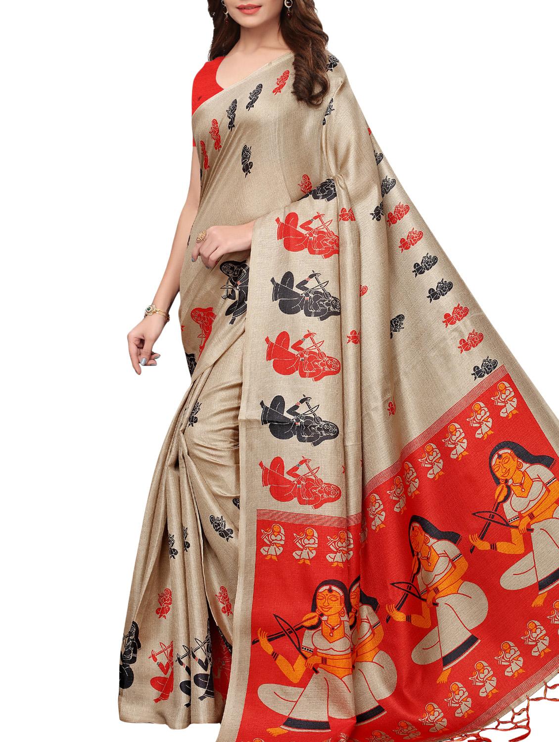 conversational printed saree with blouse - 16219257 - Zoom Image - 1