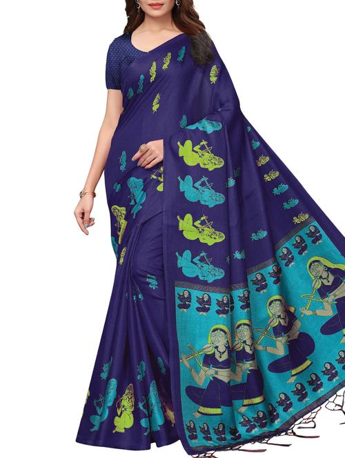 conversational printed saree with blouse - 16219258 - Standard Image - 1