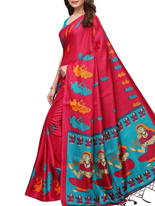 conversational printed saree with blouse - 16219259 - Standard Image - 1