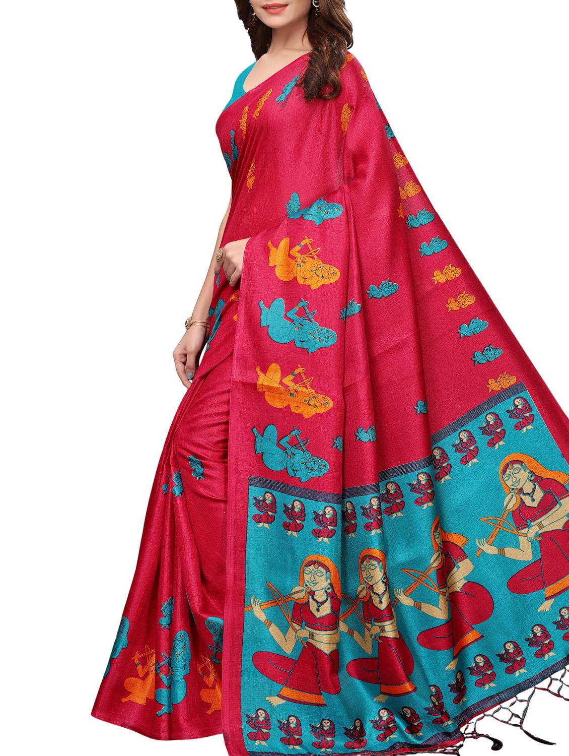 conversational printed saree with blouse - 16219259 - Zoom Image - 1
