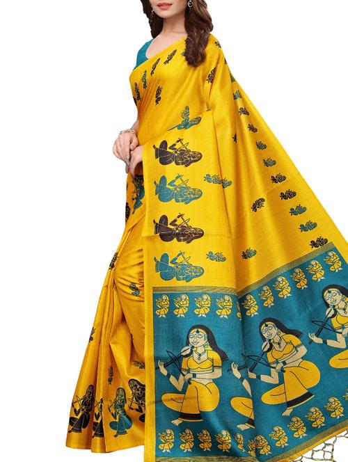 conversational printed saree with blouse - 16219260 - Standard Image - 1