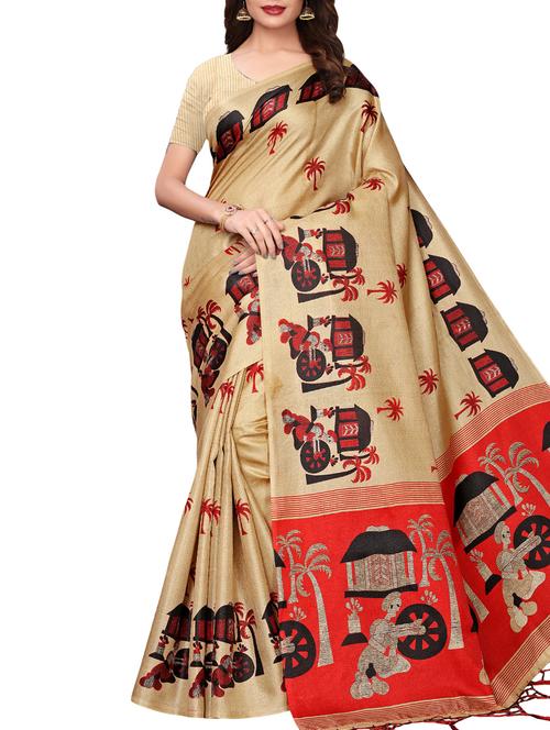 conversational printed saree with blouse - 16219261 - Standard Image - 1