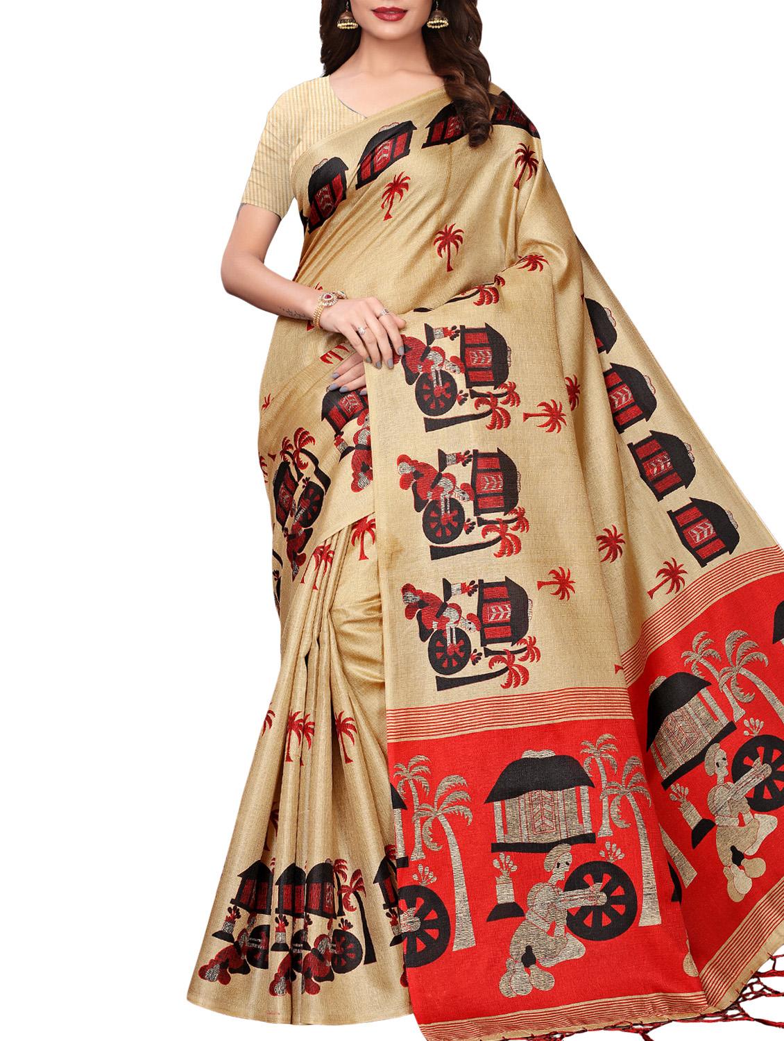 conversational printed saree with blouse - 16219261 - Zoom Image - 1