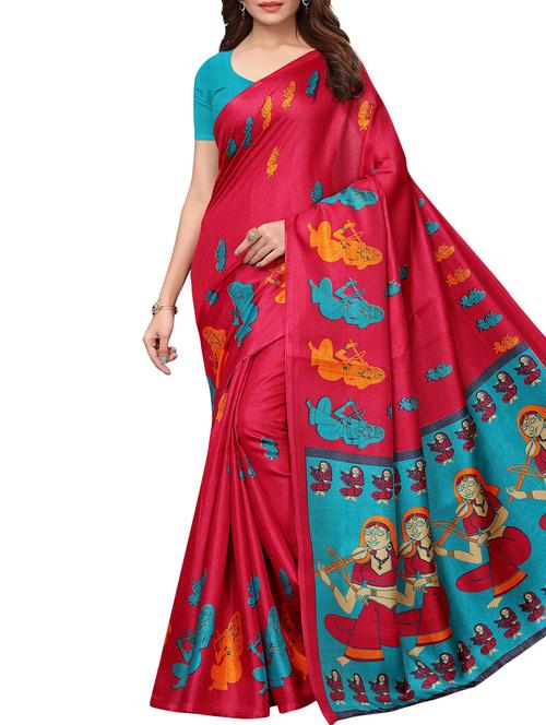 conversational printed saree with blouse - 16219292 - Standard Image - 1