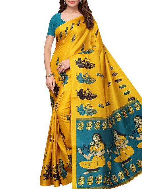 conversational printed saree with blouse - 16219293 - Standard Image - 1