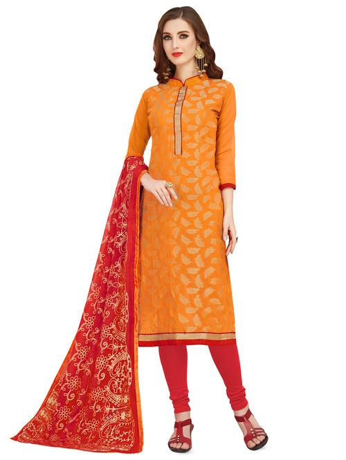 printed churidaar unstitched suit - 16220086 - Standard Image - 1