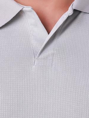 grey solid collared t-shirt - 16220388 - Standard Image - 4
