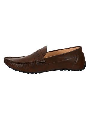 brown leatherette slip on loafers - 16220732 - Standard Image - 2