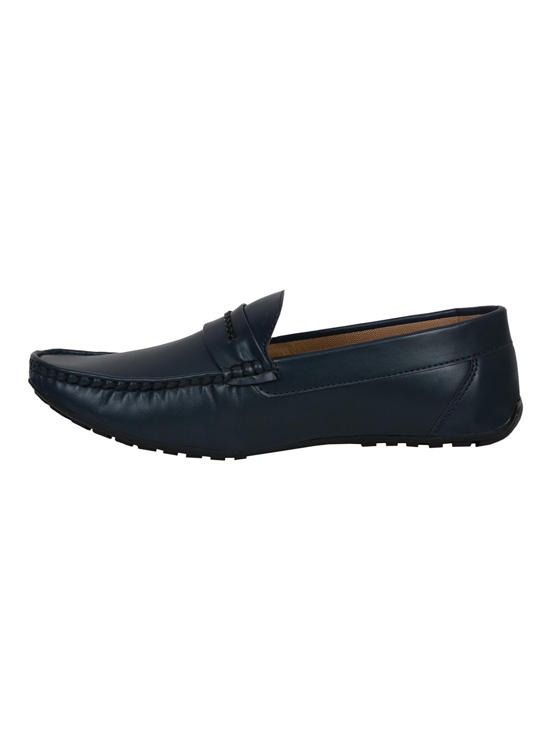 navy blue leatherette slip on loafers - 16220733 - Zoom Image - 2