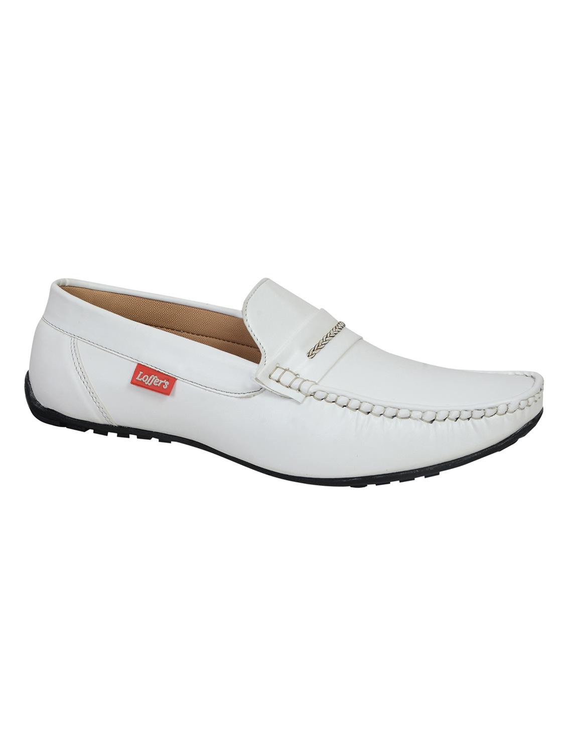 white leatherette slip on loafers - 16220735 - Zoom Image - 1